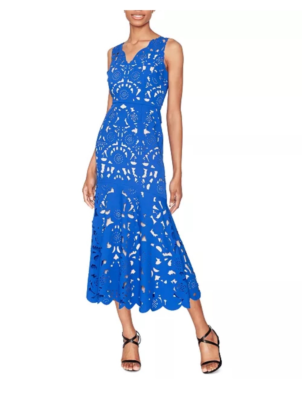 WHITE TIE by Shani Women's Laser-Cut Sleeveless Midi Dress sz 6 NWT